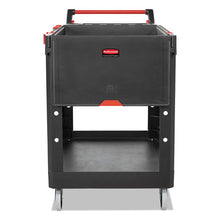 Load image into Gallery viewer, Rubbermaid® Commercial wholesale. Rubbermaid® Heavy Duty Adaptable Utility Cart, 2 Shelves, 25.2w X 51.5d X 36h, Black. HSD Wholesale: Janitorial Supplies, Breakroom Supplies, Office Supplies.