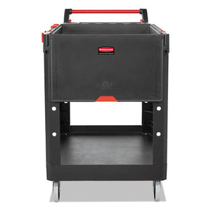 Rubbermaid® Commercial wholesale. Rubbermaid® Heavy Duty Adaptable Utility Cart, 2 Shelves, 25.2w X 51.5d X 36h, Black. HSD Wholesale: Janitorial Supplies, Breakroom Supplies, Office Supplies.