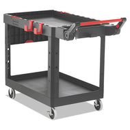 Rubbermaid® Commercial wholesale. Rubbermaid® Heavy Duty Adaptable Utility Cart, 2 Shelves, 25.2w X 51.5d X 36h, Black. HSD Wholesale: Janitorial Supplies, Breakroom Supplies, Office Supplies.