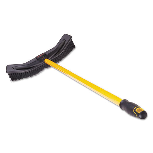 Rubbermaid® Commercial wholesale. Rubbermaid® Maximizer Push-to-center Broom, 18", Polypropylene Bristles, Yellow-black. HSD Wholesale: Janitorial Supplies, Breakroom Supplies, Office Supplies.
