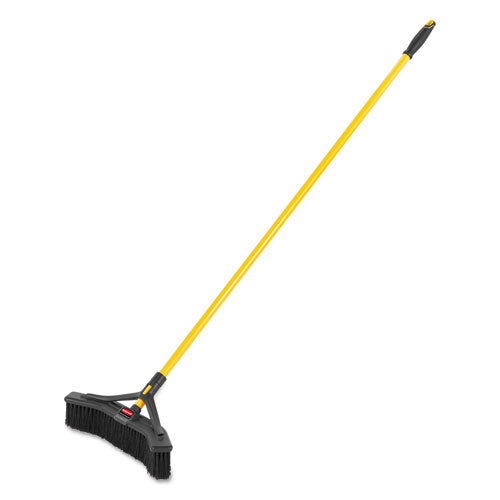 Rubbermaid® Commercial wholesale. Rubbermaid® Maximizer Push-to-center Broom, 18", Polypropylene Bristles, Yellow-black. HSD Wholesale: Janitorial Supplies, Breakroom Supplies, Office Supplies.