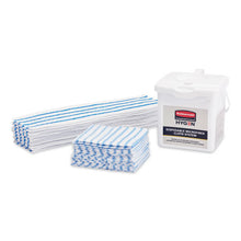Load image into Gallery viewer, Rubbermaid® Commercial HYGEN™ wholesale. Rubbermaid® Disposable Microfiber Cleaning Cloths, Blue-white Stripes, 12 X 12, 600-pack. HSD Wholesale: Janitorial Supplies, Breakroom Supplies, Office Supplies.