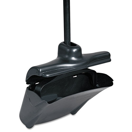 Rubbermaid® Commercial wholesale. Rubbermaid® Lobby Pro Upright Dustpan, W-cover, 12 1-2"w, Plastic Pan-metal Handle, Black. HSD Wholesale: Janitorial Supplies, Breakroom Supplies, Office Supplies.