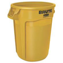 Load image into Gallery viewer, Rubbermaid® Commercial wholesale. Rubbermaid® Round Brute Container, Plastic, 32 Gal, Yellow. HSD Wholesale: Janitorial Supplies, Breakroom Supplies, Office Supplies.