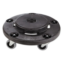 Load image into Gallery viewer, Rubbermaid® Commercial wholesale. Rubbermaid® Brute Round Twist On-off Dolly, 250 Lb Capacity, 18&quot; Dia X 6.63&quot;h, Fits 20-55 Gallon Brute Containers, Black. HSD Wholesale: Janitorial Supplies, Breakroom Supplies, Office Supplies.