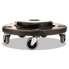 Load image into Gallery viewer, Rubbermaid® Commercial wholesale. Rubbermaid® Brute Round Twist On-off Dolly, 250 Lb Capacity, 18&quot; Dia X 6.63&quot;h, Fits 20-55 Gallon Brute Containers, Black. HSD Wholesale: Janitorial Supplies, Breakroom Supplies, Office Supplies.