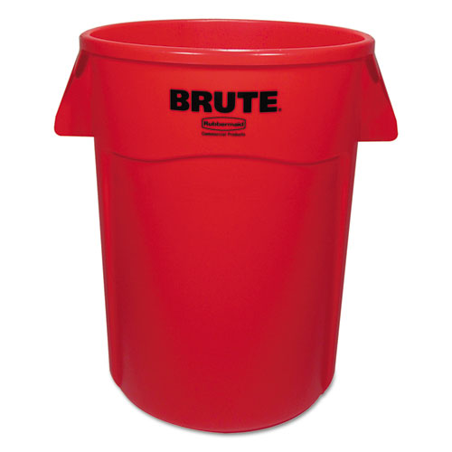 Rubbermaid® Commercial wholesale. Rubbermaid® Brute Vented Trash Receptacle, Round, 44 Gal, Red. HSD Wholesale: Janitorial Supplies, Breakroom Supplies, Office Supplies.