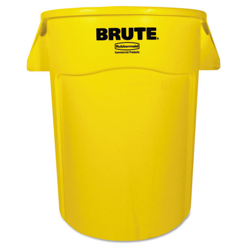 Rubbermaid® Commercial wholesale. Rubbermaid® Brute Vented Trash Receptacle, Round, 44 Gal, Yellow. HSD Wholesale: Janitorial Supplies, Breakroom Supplies, Office Supplies.