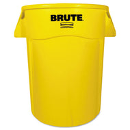 Rubbermaid® Commercial wholesale. Rubbermaid® Brute Vented Trash Receptacle, Round, 44 Gal, Yellow. HSD Wholesale: Janitorial Supplies, Breakroom Supplies, Office Supplies.