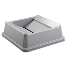 Load image into Gallery viewer, Rubbermaid® Commercial wholesale. Rubbermaid® Untouchable Square Swing Top Lid, Plastic, 20.13w X 20.13d X 6.25h, Gray. HSD Wholesale: Janitorial Supplies, Breakroom Supplies, Office Supplies.