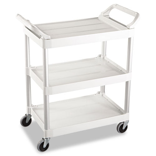Rubbermaid® Commercial wholesale. Rubbermaid® Service Cart, 200-lb Capacity, Three-shelf, 18.63w X 33.63d X 37.75h, Off-white. HSD Wholesale: Janitorial Supplies, Breakroom Supplies, Office Supplies.