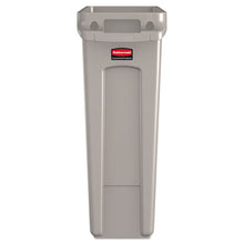 Load image into Gallery viewer, Rubbermaid® Commercial wholesale. Rubbermaid® Slim Jim Receptacle With Venting Channels, Rectangular, Plastic, 23 Gal, Beige. HSD Wholesale: Janitorial Supplies, Breakroom Supplies, Office Supplies.