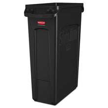 Load image into Gallery viewer, Rubbermaid® Commercial wholesale. Rubbermaid® Slim Jim Receptacle With Venting Channels, Rectangular, Plastic, 23 Gal, Black. HSD Wholesale: Janitorial Supplies, Breakroom Supplies, Office Supplies.