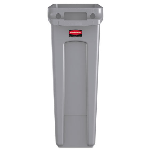 Rubbermaid® Commercial wholesale. Rubbermaid® Slim Jim Receptacle With Venting Channels, Rectangular, Plastic, 23 Gal, Gray. HSD Wholesale: Janitorial Supplies, Breakroom Supplies, Office Supplies.