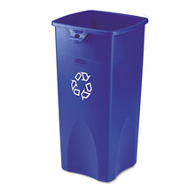 Load image into Gallery viewer, Rubbermaid® Commercial wholesale. Rubbermaid® Recycled Untouchable Square Recycling Container, Plastic, 23 Gal, Blue. HSD Wholesale: Janitorial Supplies, Breakroom Supplies, Office Supplies.