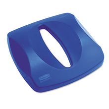 Load image into Gallery viewer, Rubbermaid® Commercial wholesale. Rubbermaid® Recycled Untouchable Square Recycling Container, Plastic, 23 Gal, Blue. HSD Wholesale: Janitorial Supplies, Breakroom Supplies, Office Supplies.