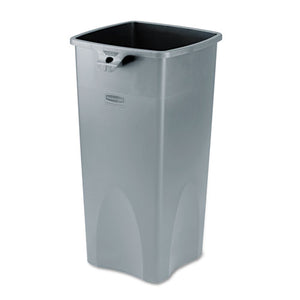 Rubbermaid® Commercial wholesale. Rubbermaid® Untouchable Square Waste Receptacle, Plastic, 23 Gal, Gray. HSD Wholesale: Janitorial Supplies, Breakroom Supplies, Office Supplies.