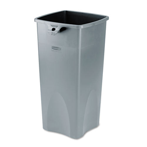 Rubbermaid® Commercial wholesale. Rubbermaid® Untouchable Square Waste Receptacle, Plastic, 23 Gal, Gray. HSD Wholesale: Janitorial Supplies, Breakroom Supplies, Office Supplies.