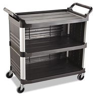 Rubbermaid® Commercial wholesale. Rubbermaid® Xtra Utility Cart, 300-lb Capacity, Three-shelf, 20w X 40.63d X 37.8h, Black. HSD Wholesale: Janitorial Supplies, Breakroom Supplies, Office Supplies.