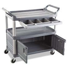 Load image into Gallery viewer, Rubbermaid® Commercial wholesale. Rubbermaid® Xtra Instrument Cart, 300-lb Capacity, Three-shelf, 20w X 40.63d X 37.8h, Gray. HSD Wholesale: Janitorial Supplies, Breakroom Supplies, Office Supplies.