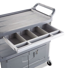 Load image into Gallery viewer, Rubbermaid® Commercial wholesale. Rubbermaid® Xtra Instrument Cart, 300-lb Capacity, Three-shelf, 20w X 40.63d X 37.8h, Gray. HSD Wholesale: Janitorial Supplies, Breakroom Supplies, Office Supplies.