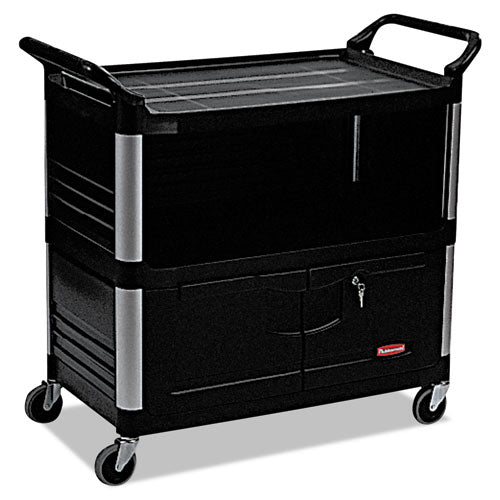 Rubbermaid® Commercial wholesale. Rubbermaid® Xtra Equipment Cart, 300-lb Capacity, Three-shelf, 20.75w X 40.63d X 37.8h, Black. HSD Wholesale: Janitorial Supplies, Breakroom Supplies, Office Supplies.
