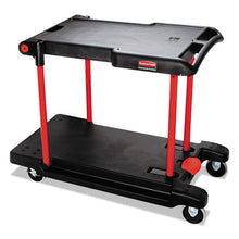 Load image into Gallery viewer, Rubbermaid® Commercial wholesale. Rubbermaid® Convertible Utility Cart, Two-shelf, 23.88w X 45.13d X 34.38h, Black. HSD Wholesale: Janitorial Supplies, Breakroom Supplies, Office Supplies.