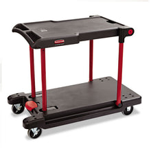 Load image into Gallery viewer, Rubbermaid® Commercial wholesale. Rubbermaid® Convertible Utility Cart, Two-shelf, 23.88w X 45.13d X 34.38h, Black. HSD Wholesale: Janitorial Supplies, Breakroom Supplies, Office Supplies.