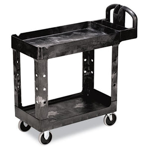 Rubbermaid® Commercial wholesale. Rubbermaid® Heavy-duty Utility Cart, Two-shelf, 17.13w X 38.5d X 38.88h, Black. HSD Wholesale: Janitorial Supplies, Breakroom Supplies, Office Supplies.