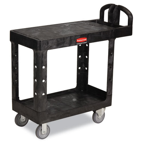 Rubbermaid® Commercial wholesale. Rubbermaid® Flat Shelf Utility Cart, Two-shelf, 19.19w X 37.88d X 33.33h, Black. HSD Wholesale: Janitorial Supplies, Breakroom Supplies, Office Supplies.