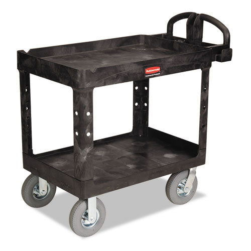 Rubbermaid® Commercial wholesale. Rubbermaid® Heavy-duty Utility Cart, Two-shelf, 25.88w X 45.25d X 37.13h, Black. HSD Wholesale: Janitorial Supplies, Breakroom Supplies, Office Supplies.