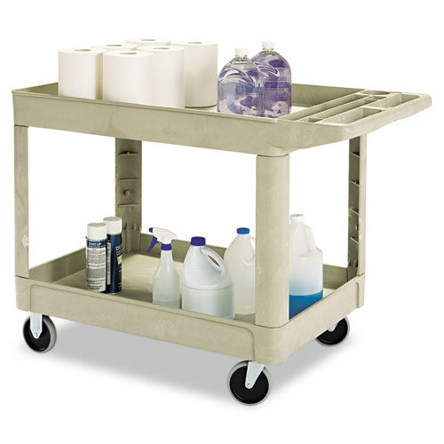 Rubbermaid® Commercial wholesale. Rubbermaid® Heavy-duty Utility Cart, Two-shelf, 25.9w X 45.2d X 32.2h, Beige. HSD Wholesale: Janitorial Supplies, Breakroom Supplies, Office Supplies.