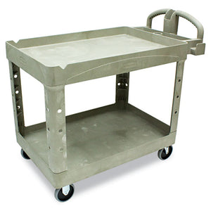 Rubbermaid® Commercial wholesale. Rubbermaid® Heavy-duty Utility Cart, Two-shelf, 25.9w X 45.2d X 32.2h, Beige. HSD Wholesale: Janitorial Supplies, Breakroom Supplies, Office Supplies.