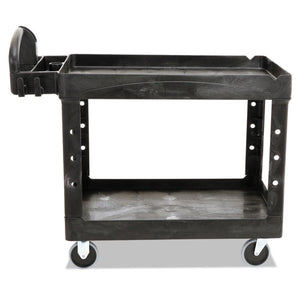 Rubbermaid® Commercial wholesale. Rubbermaid® Heavy-duty Utility Cart, Two-shelf, 25.9w X 45.2d X 32.2h, Black. HSD Wholesale: Janitorial Supplies, Breakroom Supplies, Office Supplies.