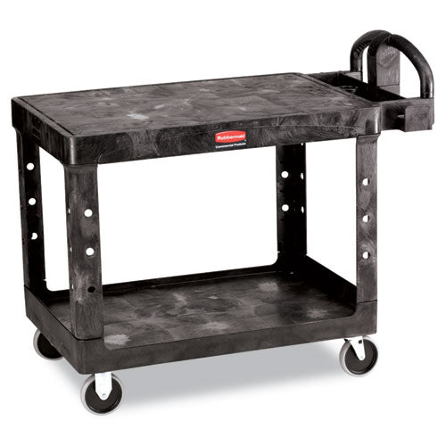 Rubbermaid® Commercial wholesale. Rubbermaid® Flat Shelf Utility Cart, Two-shelf, 25.25w X 44d X 38.13h, Black. HSD Wholesale: Janitorial Supplies, Breakroom Supplies, Office Supplies.