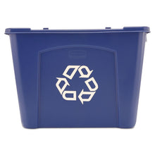 Load image into Gallery viewer, Rubbermaid® Commercial wholesale. Rubbermaid® Stacking Recycle Bin, Rectangular, Polyethylene, 14 Gal, Blue. HSD Wholesale: Janitorial Supplies, Breakroom Supplies, Office Supplies.