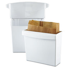 Load image into Gallery viewer, Rubbermaid® Commercial wholesale. Rubbermaid® Sanitary Napkin Receptacle With Rigid Liner, Rectangular, Plastic, White. HSD Wholesale: Janitorial Supplies, Breakroom Supplies, Office Supplies.