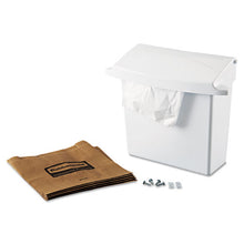 Load image into Gallery viewer, Rubbermaid® Commercial wholesale. Rubbermaid® Sanitary Napkin Receptacle With Rigid Liner, Rectangular, Plastic, White. HSD Wholesale: Janitorial Supplies, Breakroom Supplies, Office Supplies.