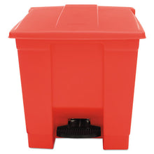 Load image into Gallery viewer, Rubbermaid® Commercial wholesale. Rubbermaid® Indoor Utility Step-on Waste Container, Square, Plastic, 8 Gal, Red. HSD Wholesale: Janitorial Supplies, Breakroom Supplies, Office Supplies.