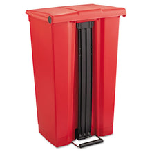 Load image into Gallery viewer, Rubbermaid® Commercial wholesale. Rubbermaid® Indoor Utility Step-on Waste Container, Rectangular, Plastic, 23 Gal, Red. HSD Wholesale: Janitorial Supplies, Breakroom Supplies, Office Supplies.