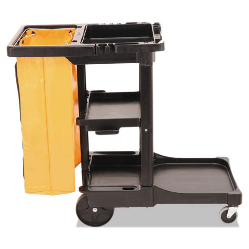 Rubbermaid® Commercial wholesale. Rubbermaid® Multi-shelf Cleaning Cart, Three-shelf, 20w X 45d X 38.25h, Black. HSD Wholesale: Janitorial Supplies, Breakroom Supplies, Office Supplies.