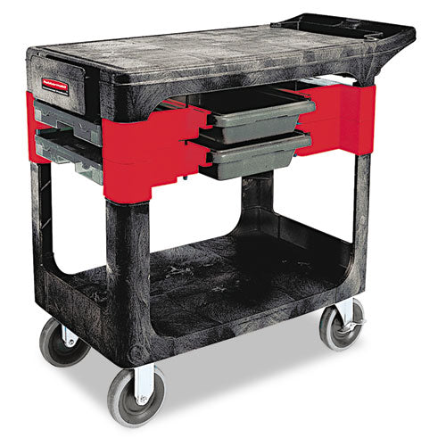 Rubbermaid® Commercial wholesale. Rubbermaid® Trades Cart, Two-shelf, 19.25w X 38d X 33.38h, Black. HSD Wholesale: Janitorial Supplies, Breakroom Supplies, Office Supplies.