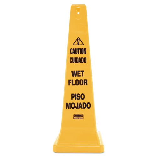 Rubbermaid® Commercial wholesale. Rubbermaid® Four-sided Caution, Wet Floor Yellow Safety Cone, 12 1-4 X 12 1-4 X 36h. HSD Wholesale: Janitorial Supplies, Breakroom Supplies, Office Supplies.