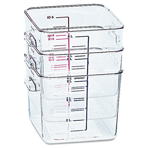 Rubbermaid® Commercial wholesale. Rubbermaid® Spacesaver Square Containers, 2 Qt, 8.8 X 8.75 X 2.7, Clear. HSD Wholesale: Janitorial Supplies, Breakroom Supplies, Office Supplies.