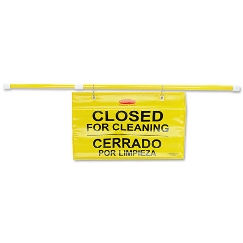 Rubbermaid® Commercial wholesale. Rubbermaid® Site Safety Hanging Sign, 50" X 1" X 13", Multi-lingual, Yellow. HSD Wholesale: Janitorial Supplies, Breakroom Supplies, Office Supplies.