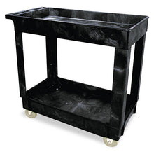 Load image into Gallery viewer, Rubbermaid® Commercial wholesale. Rubbermaid® Service-utility Cart, Two-shelf, 34.13w X 17.38d X 32.38h, Black. HSD Wholesale: Janitorial Supplies, Breakroom Supplies, Office Supplies.