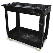 Load image into Gallery viewer, Rubbermaid® Commercial wholesale. Rubbermaid® Service-utility Cart, Two-shelf, 34.13w X 17.38d X 32.38h, Black. HSD Wholesale: Janitorial Supplies, Breakroom Supplies, Office Supplies.