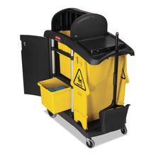 Load image into Gallery viewer, Rubbermaid® Commercial wholesale. Rubbermaid® High Capacity Cleaning Cart, 21.75w X 49.75d X 38.38h, Black. HSD Wholesale: Janitorial Supplies, Breakroom Supplies, Office Supplies.