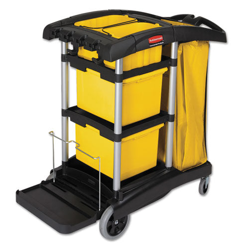 Rubbermaid® Commercial HYGEN™ wholesale. Rubbermaid® Hygen M-fiber Healthcare Cleaning Cart, 22w X 48.25d X 44h, Black-yellow-silver. HSD Wholesale: Janitorial Supplies, Breakroom Supplies, Office Supplies.