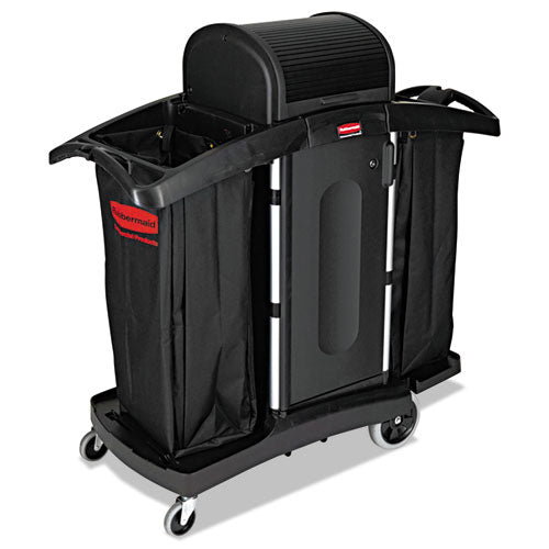 Rubbermaid® Commercial wholesale. Rubbermaid® High-security Housekeeping Cart, Two-shelf, 22w X 51.75d X 53.5h, Black-silver. HSD Wholesale: Janitorial Supplies, Breakroom Supplies, Office Supplies.